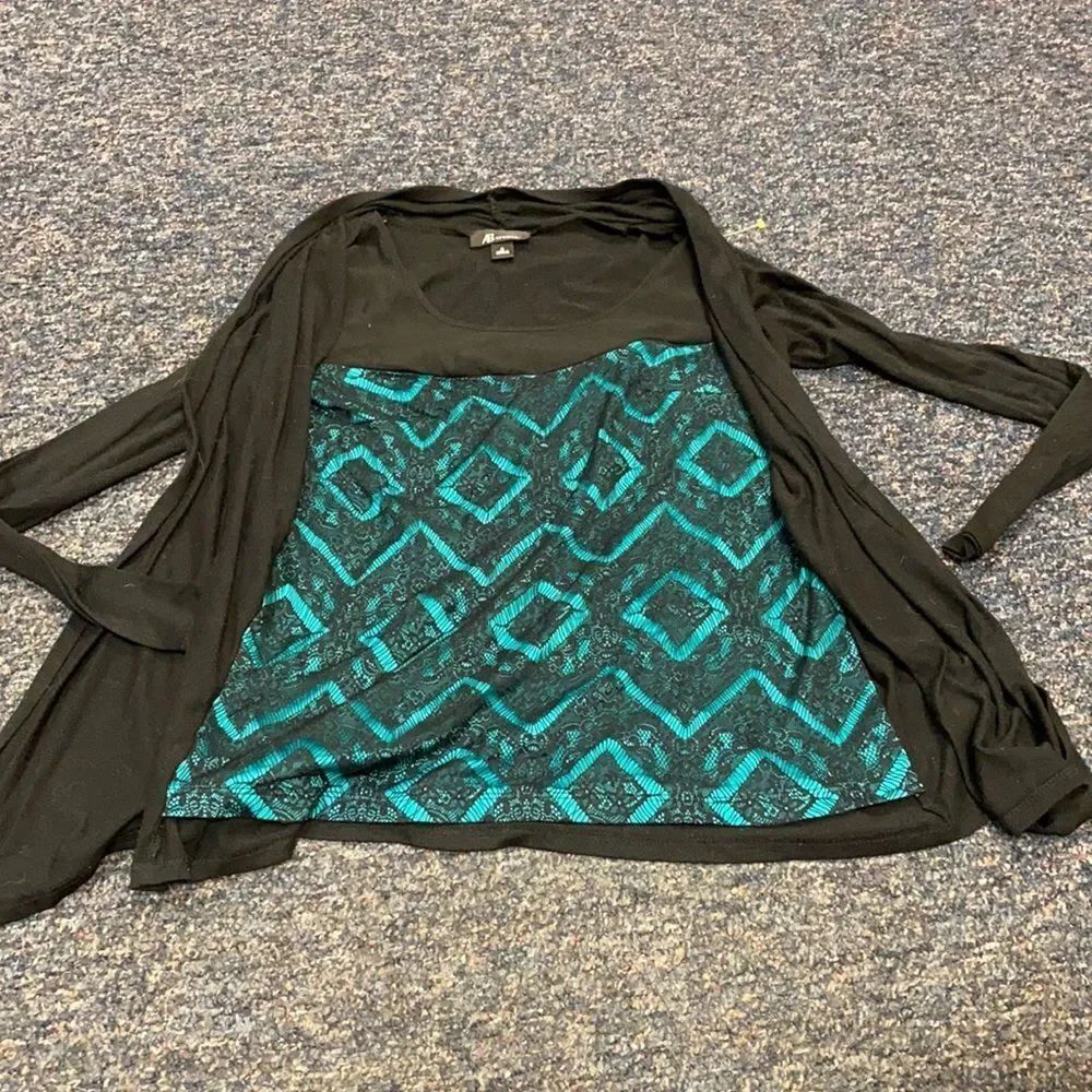 AB Studion Green and black cardigan top sz. S
